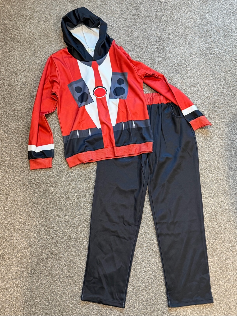 Kids Red and Black Hooded skibidi toilet Costume Set